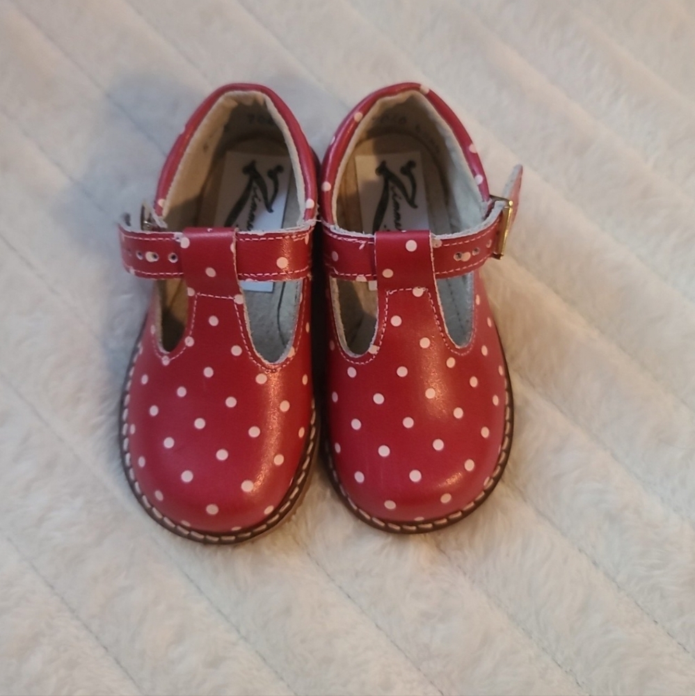 Zimmerman Matilda Jane Heart To Heart Poinsettia polka dot T-Strap Shoes size 6t